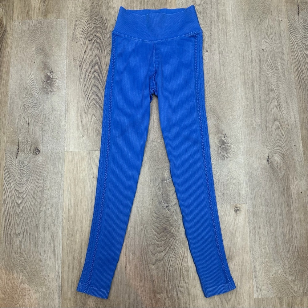 Offline by aerie Blue Ribbed High-Waisted Leggings